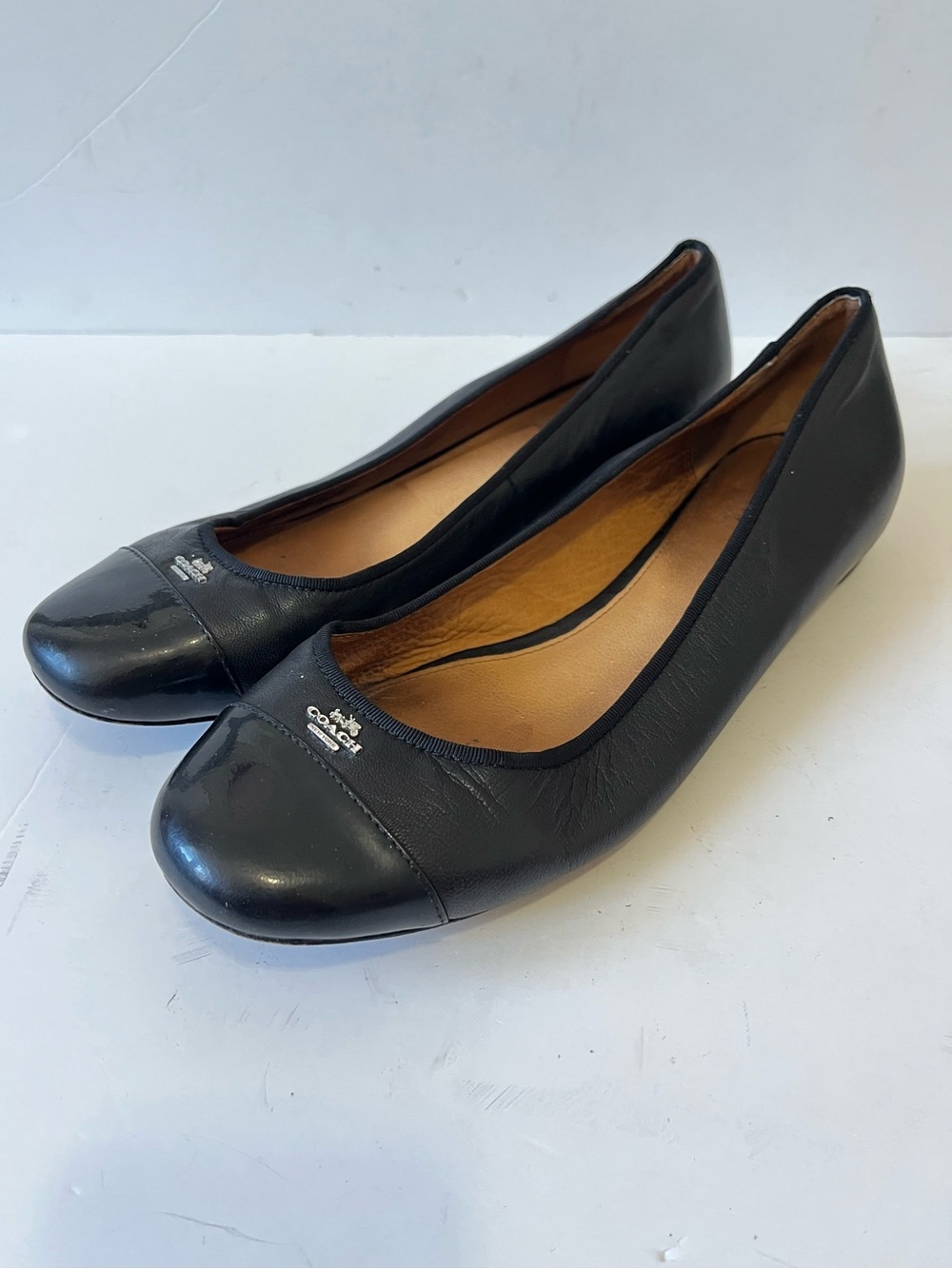 Coach Black Leather Ballet Flats Size 10B